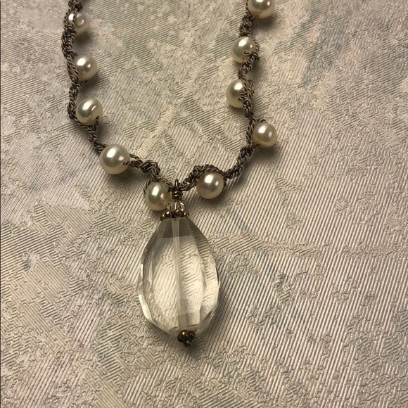 Crochet Pearl Necklace-sterling silver - Picture 2 of 3